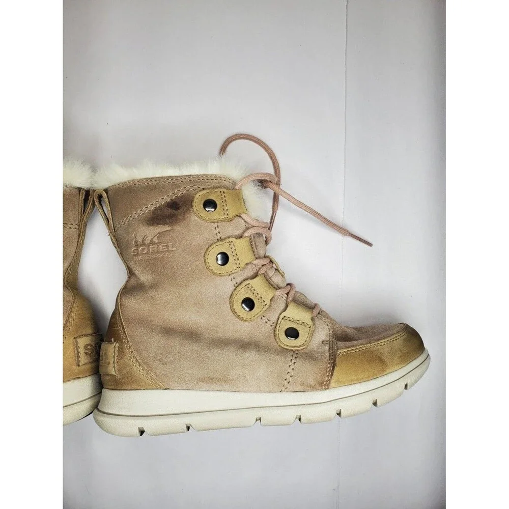 Sorel Women Explorer Joan Outdoor Fur Boots Shoes Size 6